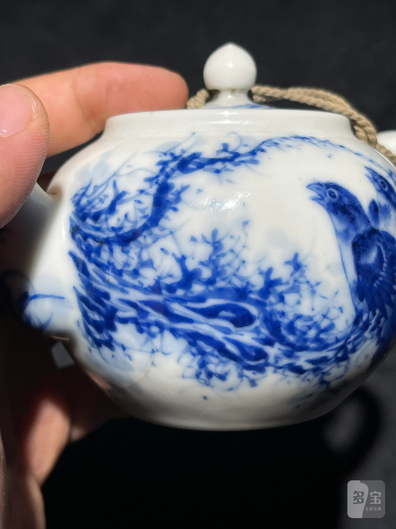 民国 王步青花花鸟纹执壶 - 图5